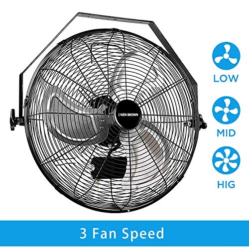 Ken Brown 18 Inch High Velocity Industrial Wall Mounted Fan 4012Cfm 3 Speed For Industrial, Commercial, Residential, And Shop Use - Etl Safety Listed #TOP2