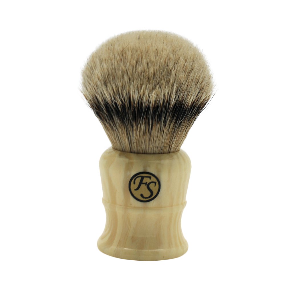 Super Large 30mm Silivertip Badger Hair Shaving Brush Handmade by Frank Shaving Faux Ivory Color Handle