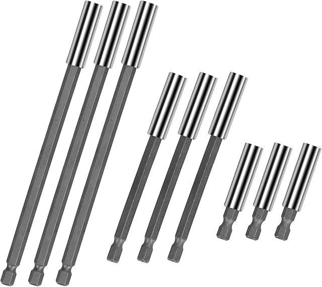 BAMZOK 9pcs Magnetic Drill Bit Extension Hex Shank Screwdriver Bit Holder Socket Quick Release Bar for Screws Nuts Drill Handheld Driver