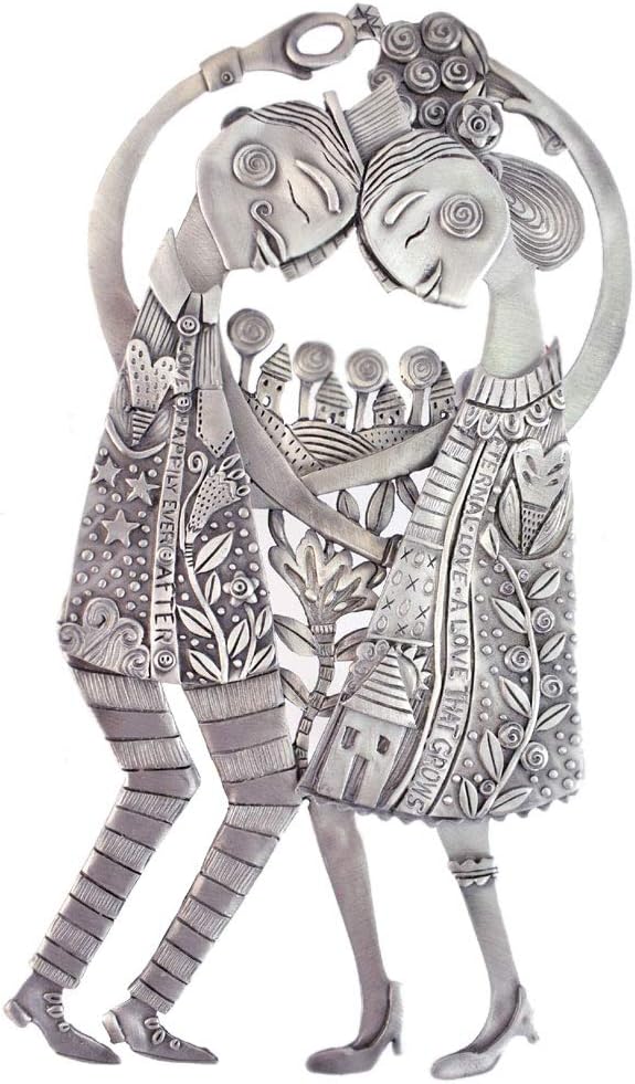 'Eternal Love Couple' American Made Cast Pewter Metal Art Plaque, 10"