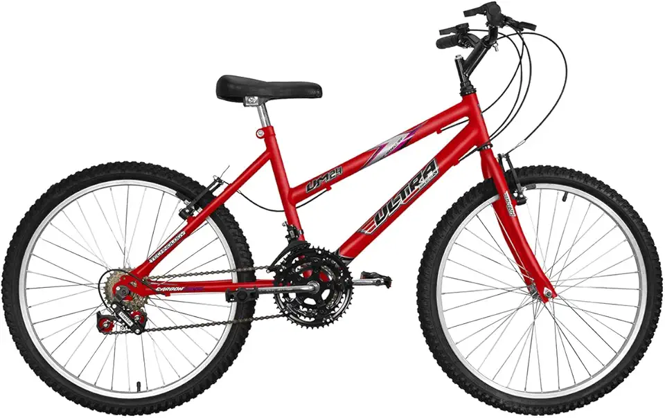 Bicicleta de Passeio Ultra Bikes Esporte Aro 24 Reforçada Freio V-Brake – 18 Marchas Vermelho Ferrari
