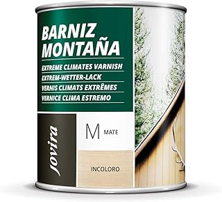 Barniz Madera Montaña, barniz madera exterior-interior, barniz madera incoloro-transparente. Especial resistencia en zonas montañosas (750 Mililitros, Mate)