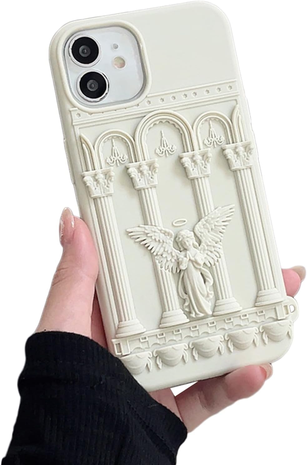 Ownest Compatible for iPhone 11 Case with Silicone 3D Cute Angel Statue Retro Pattern Fashion Simplicity Design Aesthetic Women Teen Girls Phone Shockproof Cover -Whtie White