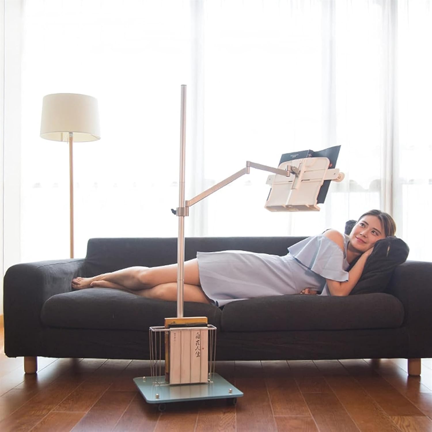 Yuidaaavzz デラックスローリングブックホルダーフロアスタンド
