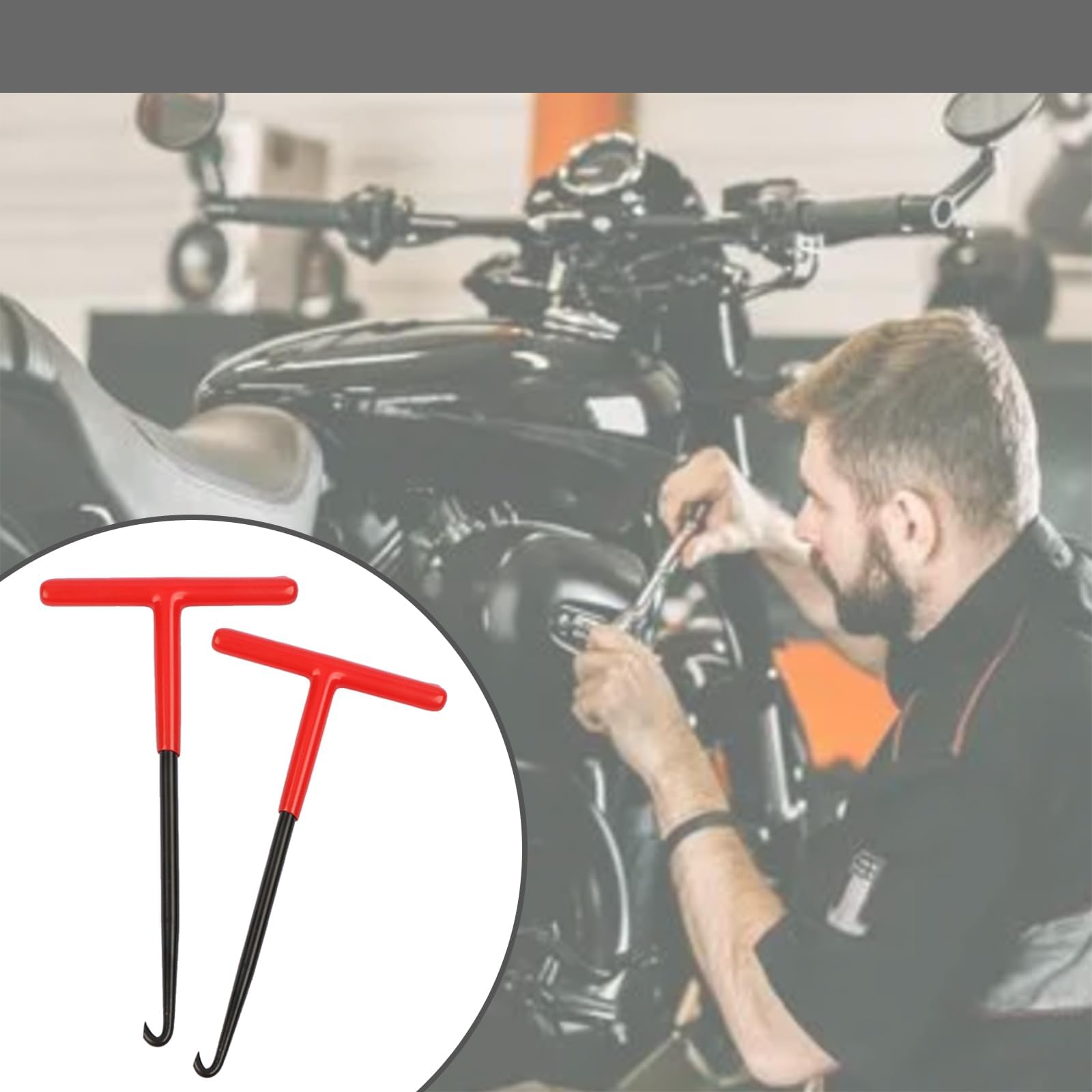 ANBOO 2 sztuki haków sprężynowych, sprężyn wydechowych, narzędzie do ściągania wysokiej jakości sprężyn motocyklowych, uchwyt w kształcie litery T, do łatwego montażu i demontażu rury wydechowej i
