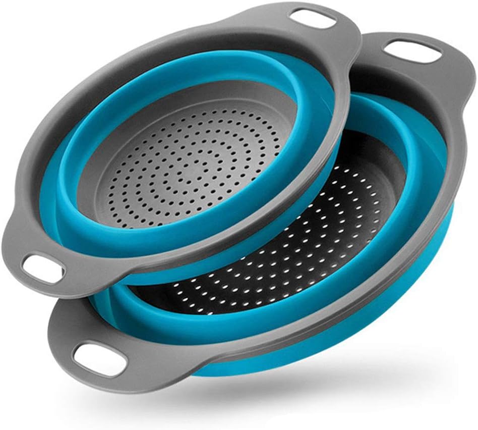 BILIEASY Set of 2 Collapsible Kitchen Colander/Strainer Colander Set, Environmentally Friendly Non-Toxic Easy to Clean