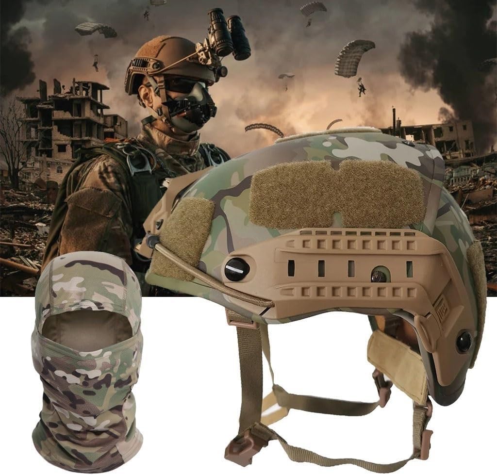 NIJ 3A Tactical Helmet for Hunting - Lightweight PE Material, Adjustable Interior Buffer & Rails, Fits 55-62cm Head Size, 1.5kg(MC,XL(58-62cm))