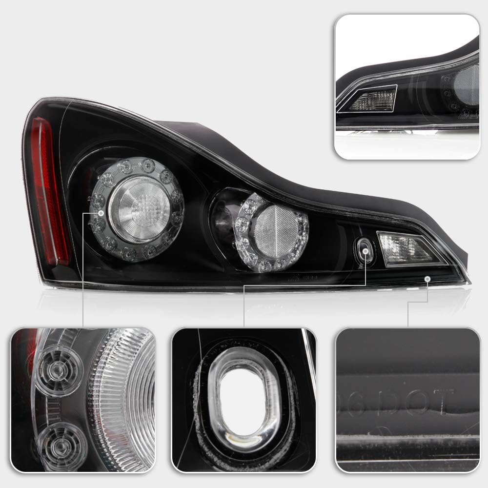 ACANII - For 2008-2013 Infiniti G37 / 14-15 Q60 Coupe Factory Style Black Housing LED Tail Lights Brake Lamps Left+Right