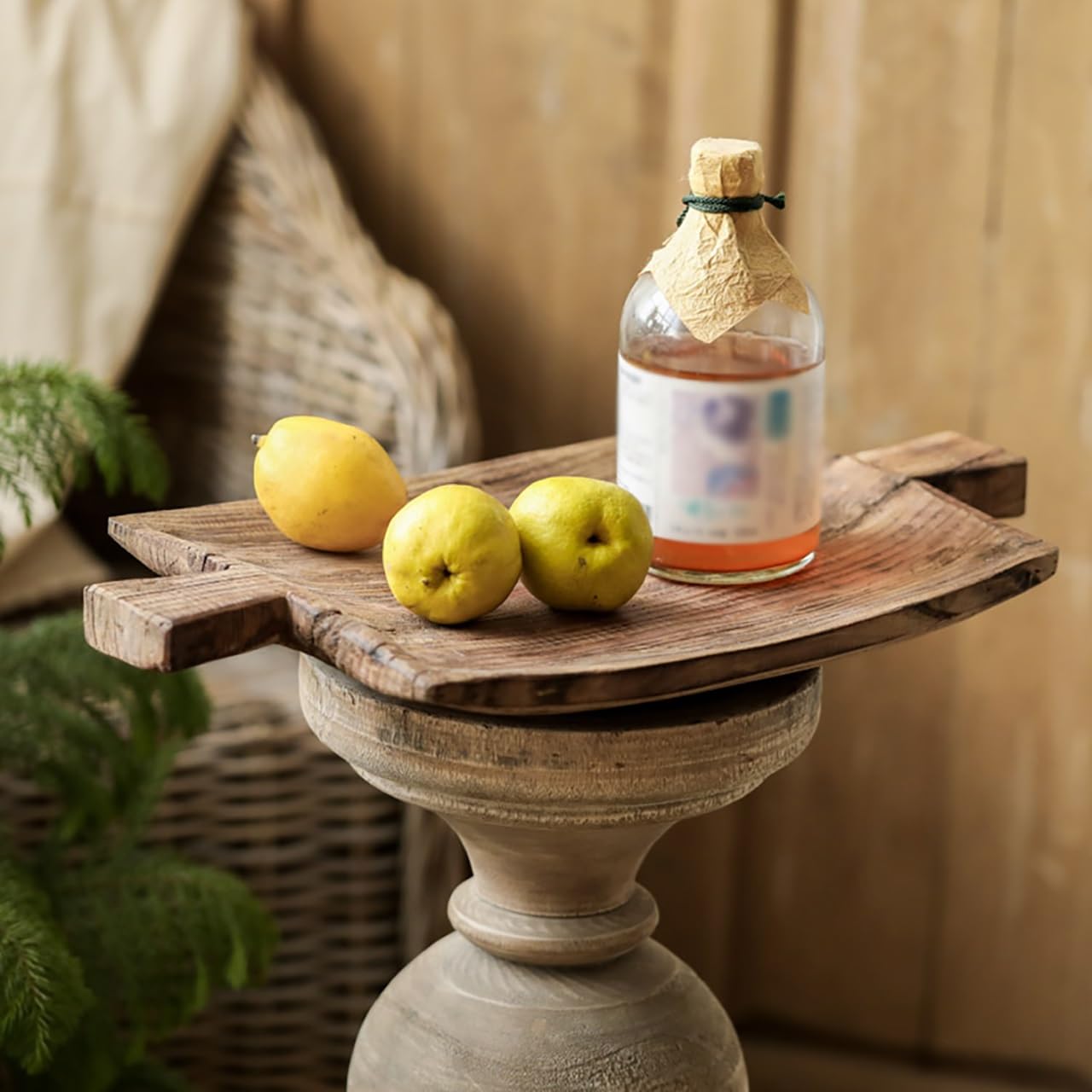 Bandeja De Madera For Servir, Frutero Artesanal De Estilo Rústico, Bandeja Decorativa De Madera or Mesa De Centro, Candelabro，Desayuno En La Cama Y Decoración Multiusos or El Hogar