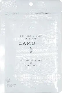 [ZAKURO] 作露 温泉水と酒粕でしっとり潤う フェイスマスク 榊原温泉水 しっとりエッセンス 日本製 120ml 7枚入り 1袋