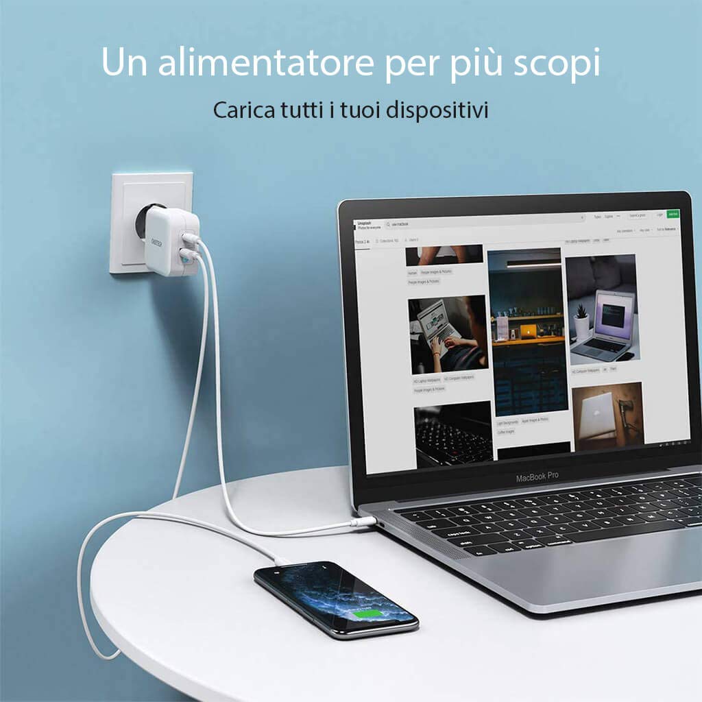 NewNet USB C Caricatore PD 65W con GaN Tech Caricabatterie da Muro USB C + USB A per Mac Book PRO/Air Pad dell XPS 13 HP Lenovo Thinkpad Nintendo Switch Galaxy Huawei