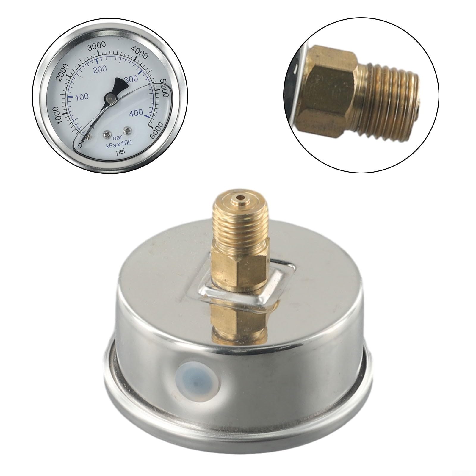 Manometro per idropulitrice, filettatura per M14 X 1,5, manometro ad alta pressione 0-400 bar, 6000 psi, metallo, D2,5 pollici