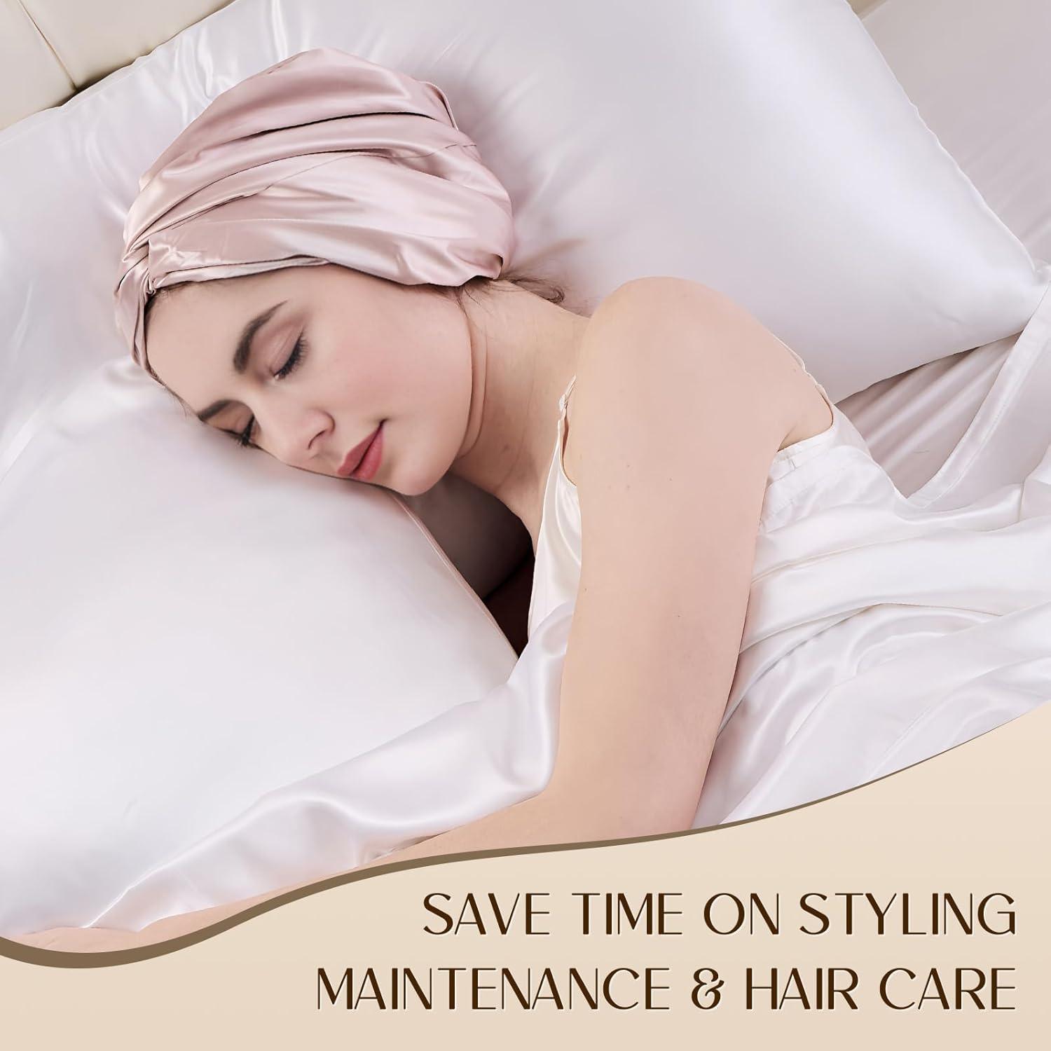 ZIMASILK 22 Momme Adjustable 100% Mulberry Silk Bonnet for Sleeping Women, Silk Hair Wrap for Hair Protection, That Reduces Falling off (1Pc, Pink) - Image 4