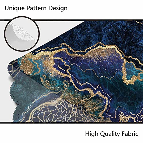 Aoyego Marble Blue Table Cloth Stone Wavy Textures Liquid Paint Gold Foil Luxury Art Round Tablecloth 60 Inch For Dining Room, Party, Banquet #TOP4