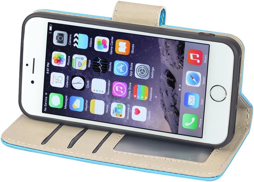 UrSpeedtekLive iPhone 5/5s/SE Case, iPhone 5/5s/SE Wallet Case, Premium PU Leather Wristlet Flip Case Cover with Card Slots & Stand for iPhone 5/5s/SE, White Butterfly
