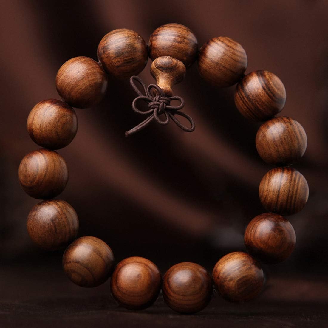12-20mm Natural Africa Palisander Huali Wood Round Bead Hand Crafts Carving Bangle Bracelet