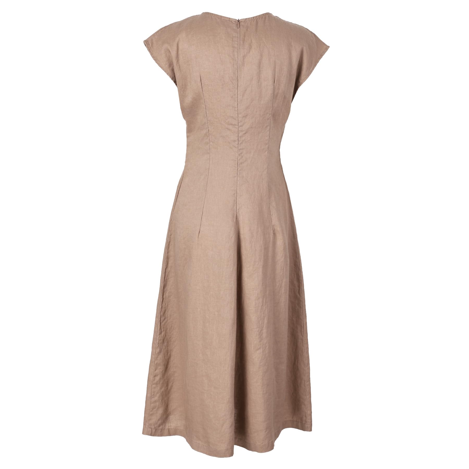 Amazhiyu Robe d'été 100 % lin pour femme avec col en V et manches courtes Coupe ajustée