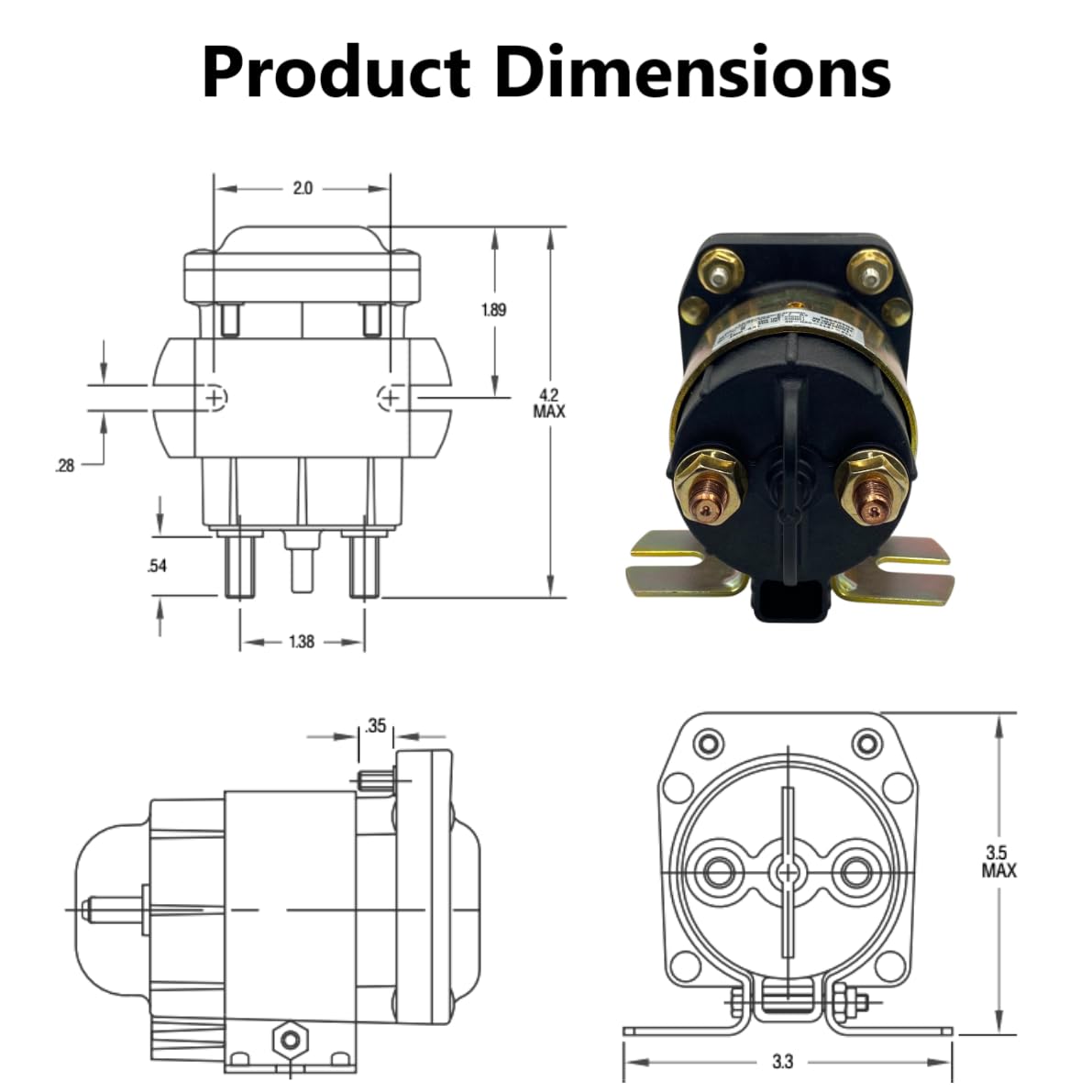 Trombetta 114-1211-020-02 Starter Bear 12V Contactor Solenoid Relay 200A – Genuine OEM Replacement – 12 Volt DC, 200 Amp Continuous Duty – For RVs, Snowplows, Golf Carts, Liftgates – Includes Hardware