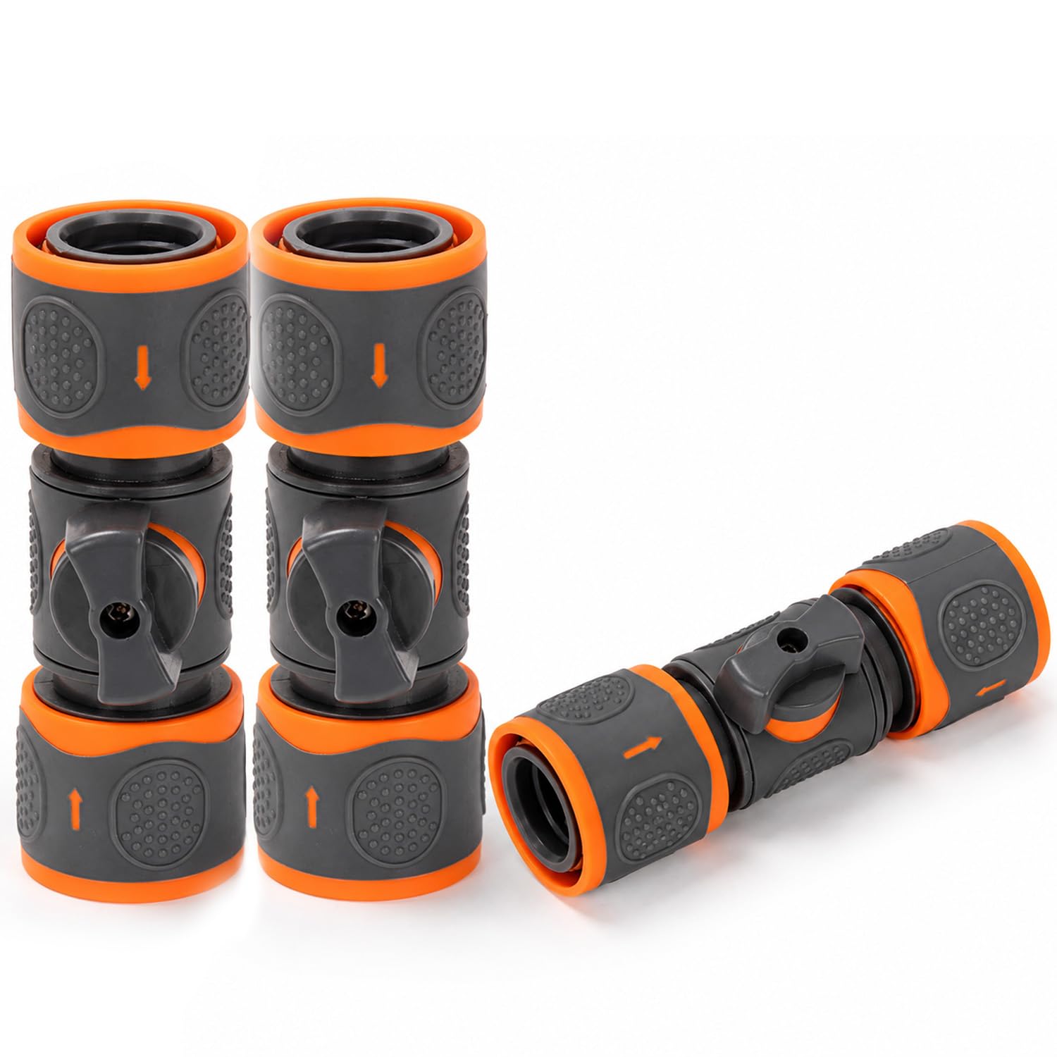 Double Female Hose Connector 3/4 Inch Quick Hose Connector, Plastic Female to Female Garden Hose Connector with Leak-Proof Shut Off for Garden Irrigation, Camping & Outdoor Use (3pcs)