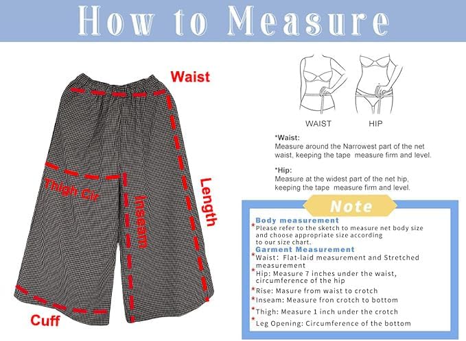 Minibee Women's Linen Palazzo Pants Casual Wide Leg Gingham Pant Boho Plaid Loose Trousers with Pockets - Image 6