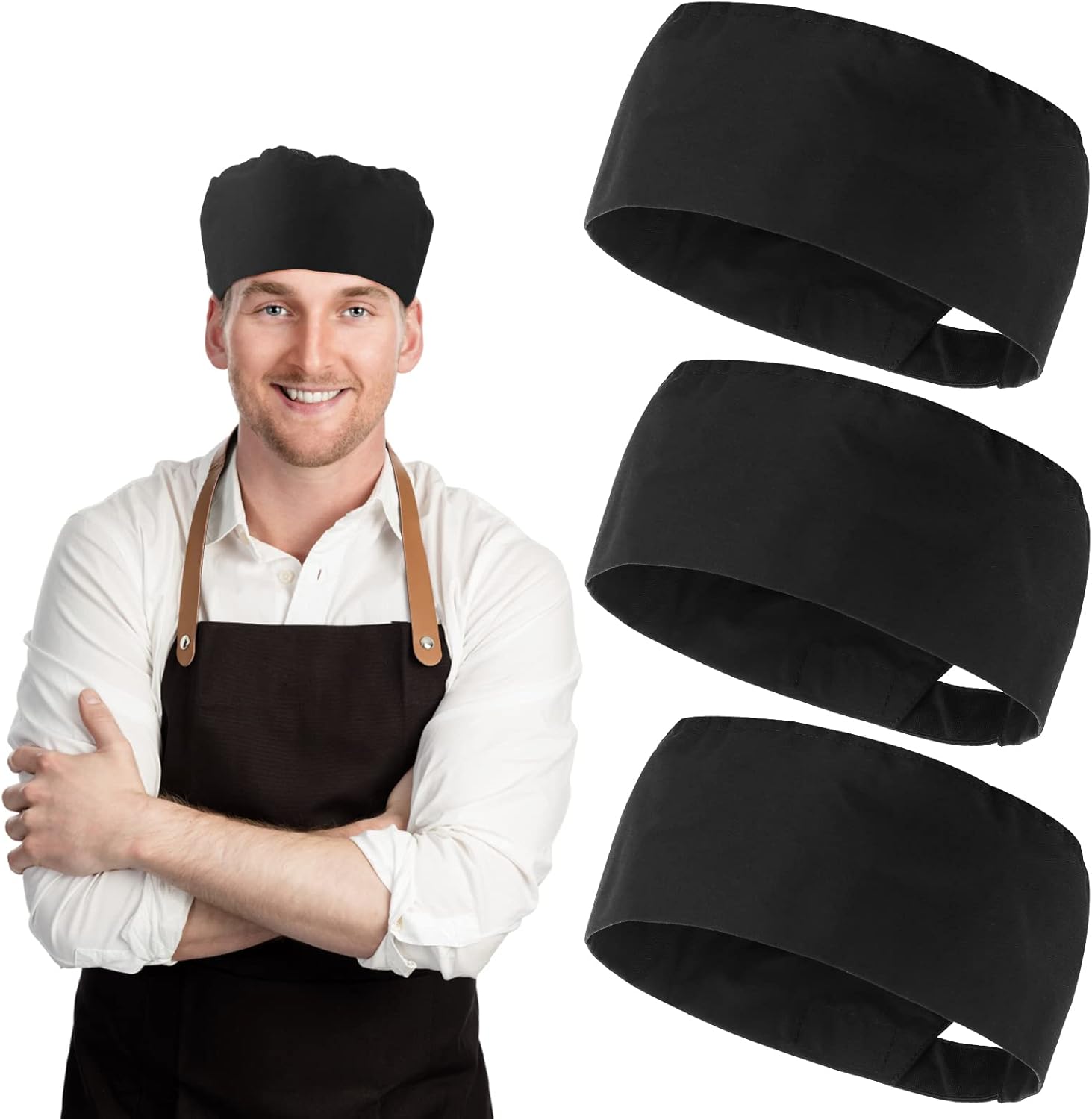 Yolev 3Pcs Chef Hats Adjustable Kitchen Cooking Caps Food