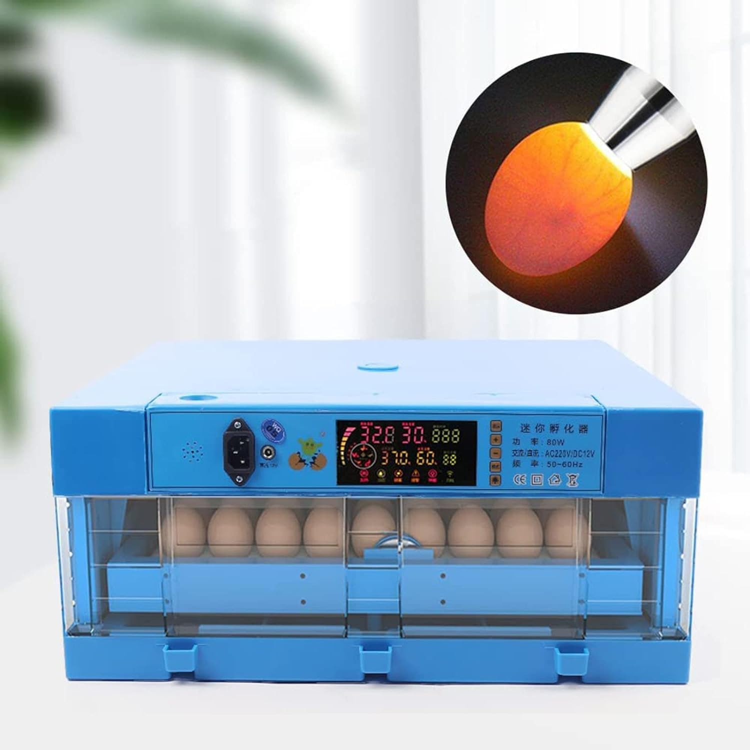 Incubadora automática de huevos, 64 huevos de gallina fértiles, control de temperatura y humedad, giro automático, recarga de agua, perfecta para incubar patos, codornices