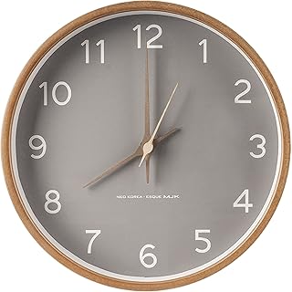 掛け時計 おしゃれ 壁掛け時計 静音 非電波 連続秒針 25cm インテリア 北欧 電池1本付き フック付き (グレー(25cm))