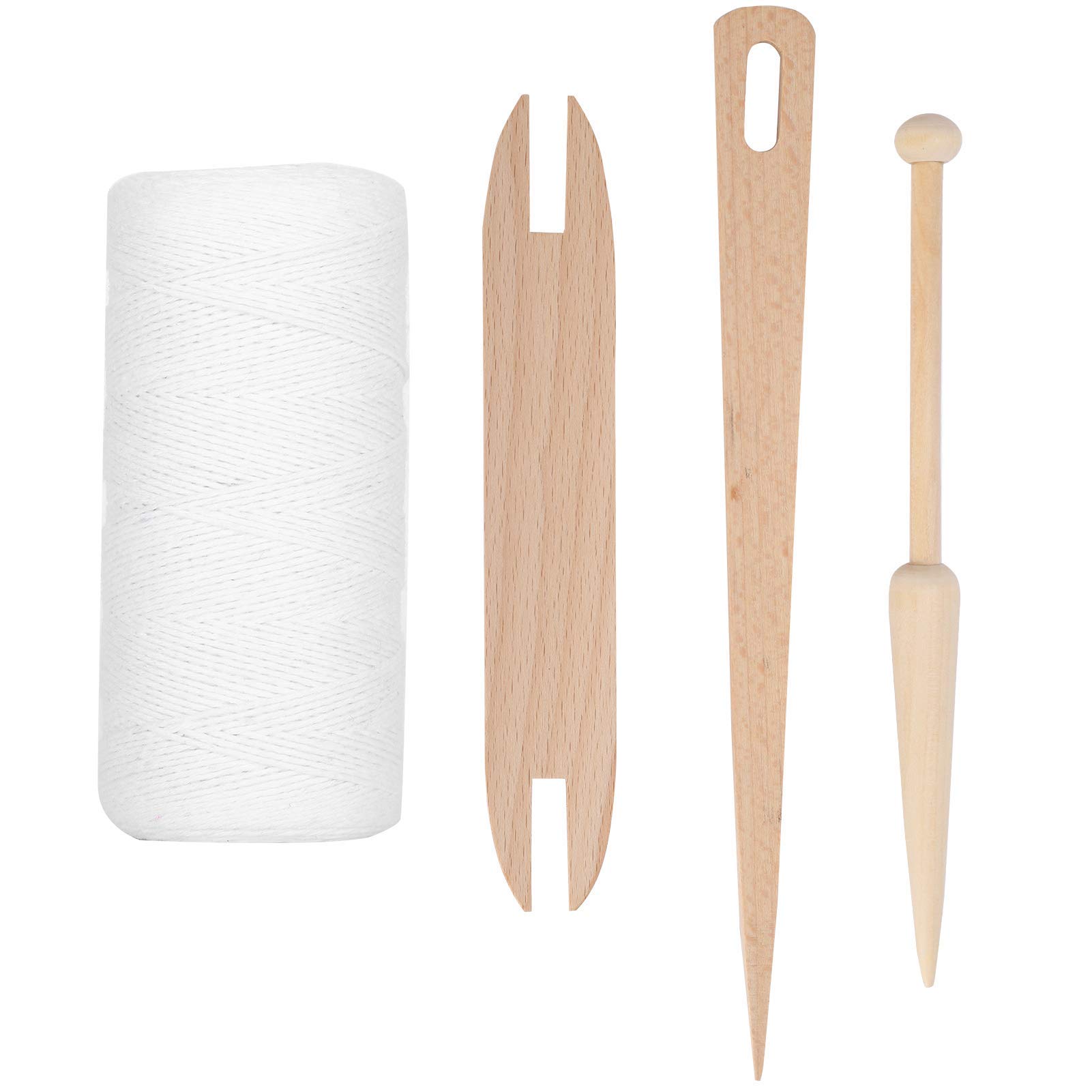 Cikonielf Natural Loom Weaving Warp Thread Cotton Thread Rug Yarn Lap Loom Warp Thread With Wooden Shuttle Stick Rod