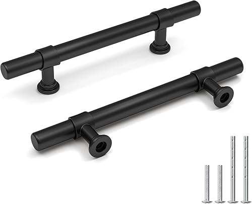 Goldenwarm Paquete de 5 Tiradores Negros para Gabinetes de 3-1/2 Pulgadas Tiradores Negros Mate para Gabinetes - LST18BK90 Tiradores de Cajones de