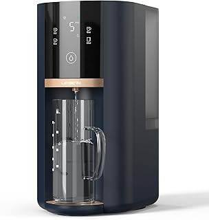 Countertop Reverse Osmosis Water Filter, 5 Stage RO Water Filtration System with UV, 4:1 Pure to Drain, Innovative 360° Swivel Base, Portable No Installation Water Purifier with Water Pitcher