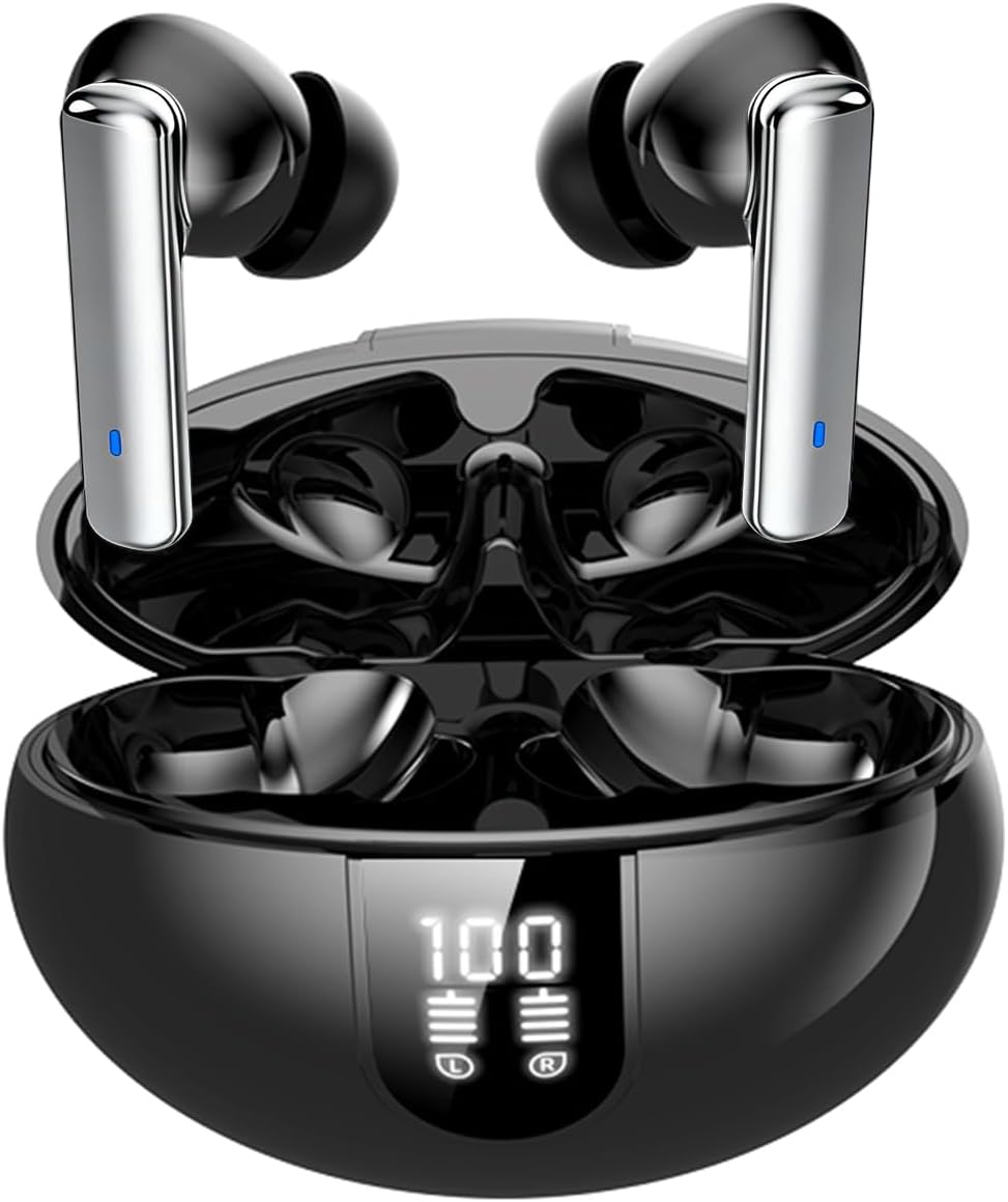 Wireless Earbuds Bluetooth Headphones, LED Power Display Earphones with Wireless Charging Case, 35H Playback, IPX4 Waterproof, In-Ear Ear buds with Mic for TV Smart Phone Laptop Computer Sports