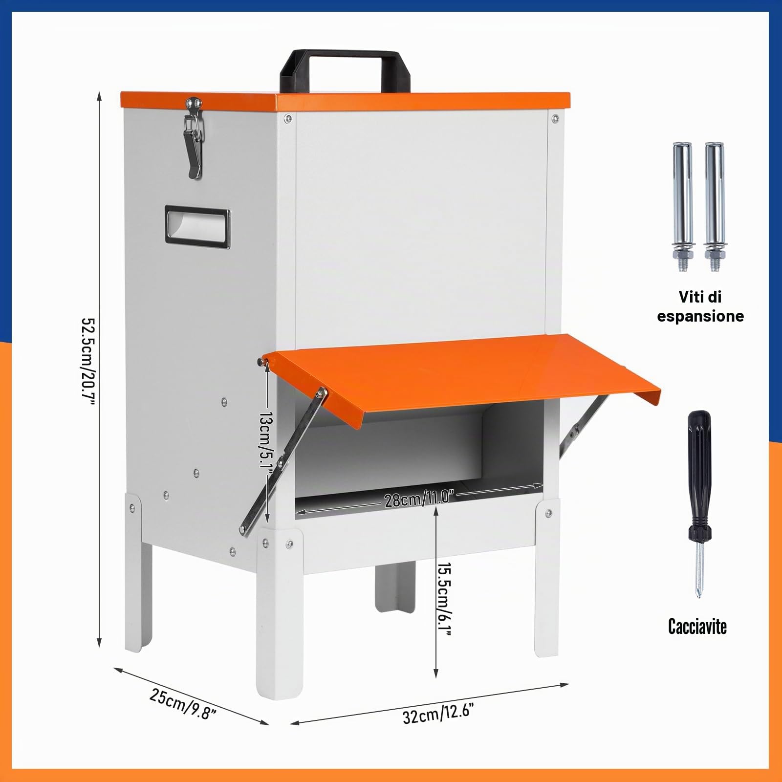 Mangiatoie Automatiche per Polli, Mangiatoie Metalliche per Pollame Nessuno Spreco Grandi Mangiatoie Sospese con Coperchio per Polli, Anatre, Oche, Piccioni, Cani, 50 Libbre di Mangime per Polli