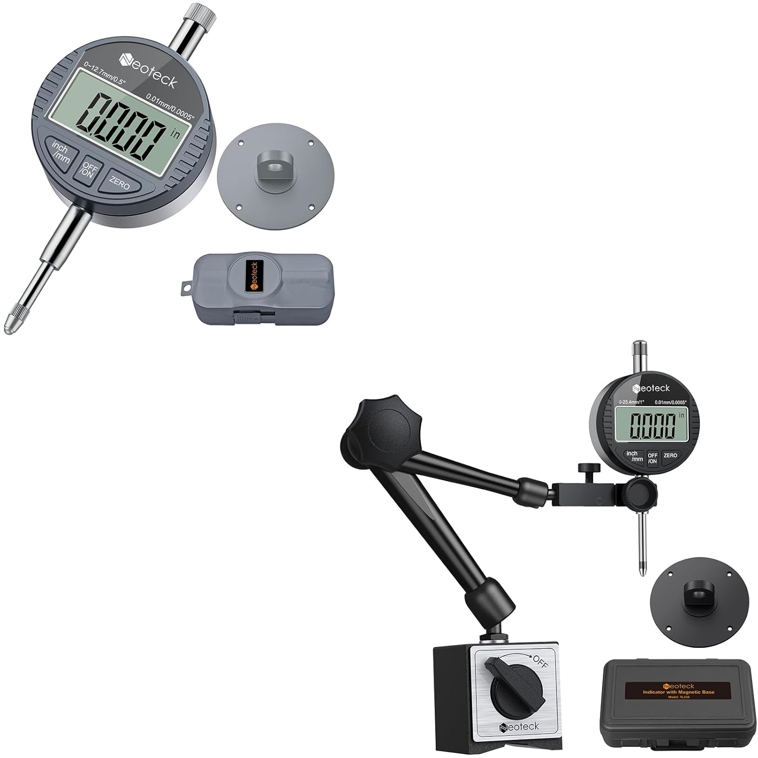 Neoteck 0.5" Digital Indicator + 1 inch Indicator Set