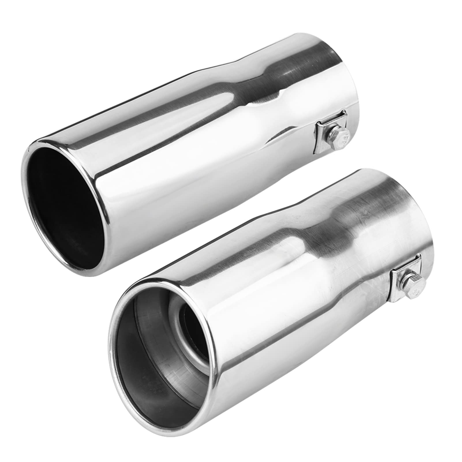 KIMISS Tubo de escape salida,universal Tubo de escape de cola para automóvil 30-51 mm Tubo de cola del coche, Acero inoxidable(Plano)