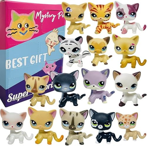 Miniatura 2 de LPS - Paquete de 6 piezas de juguete para gatos al azar, raro y viejo, lote de mascotas, mini figura de acción de gatito, regalo para niños y niñas