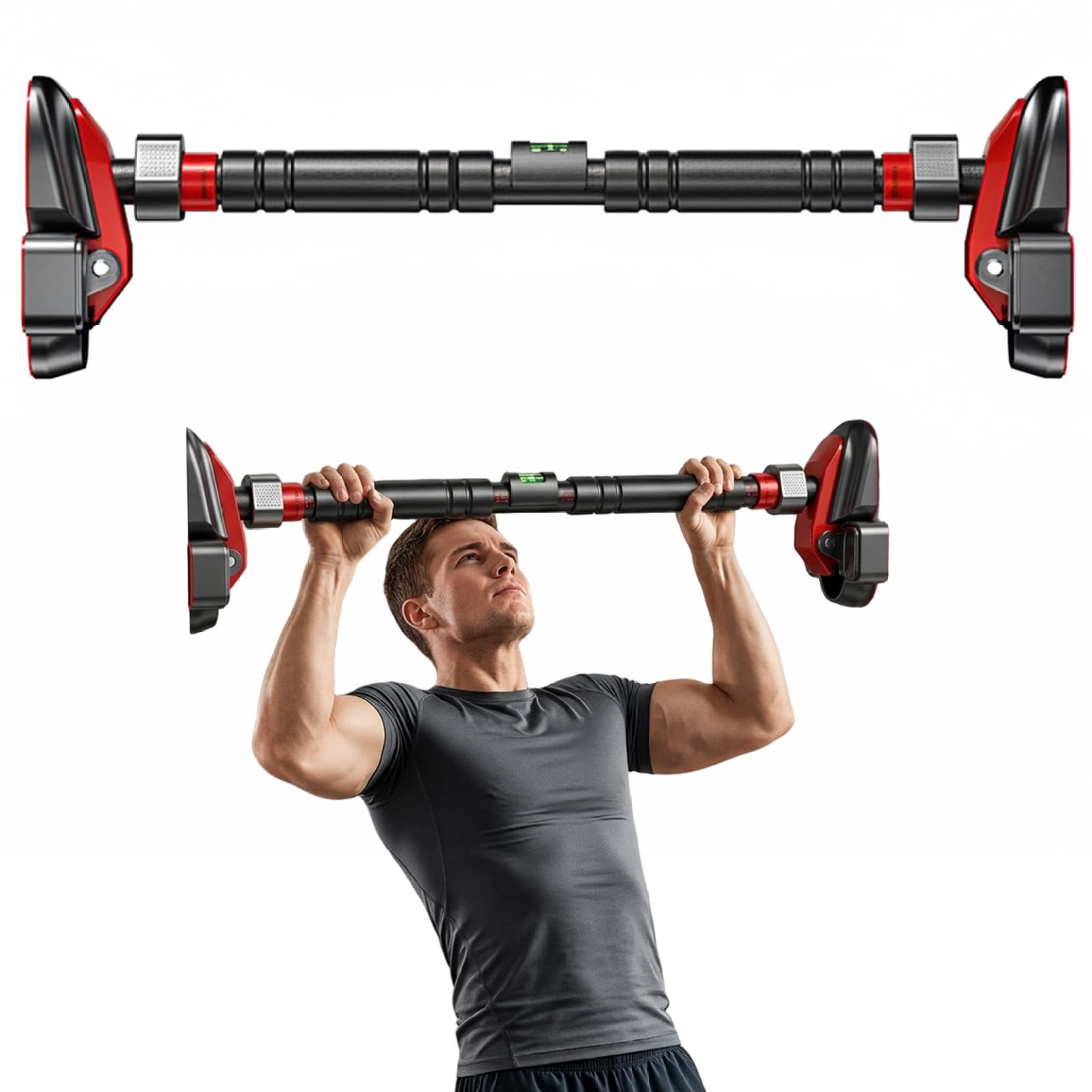 Barra de dominadas sin taladro y resistente para entrenar fuerza en casa 8
