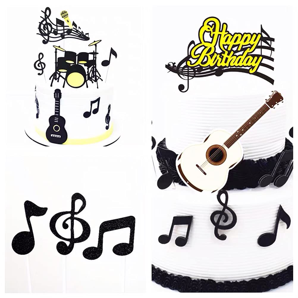 36 Pezzi Decorazioni Torta Musicali - Note Con Glitter, Topper Per Cupcake, Tema Concerto E Matrimonio