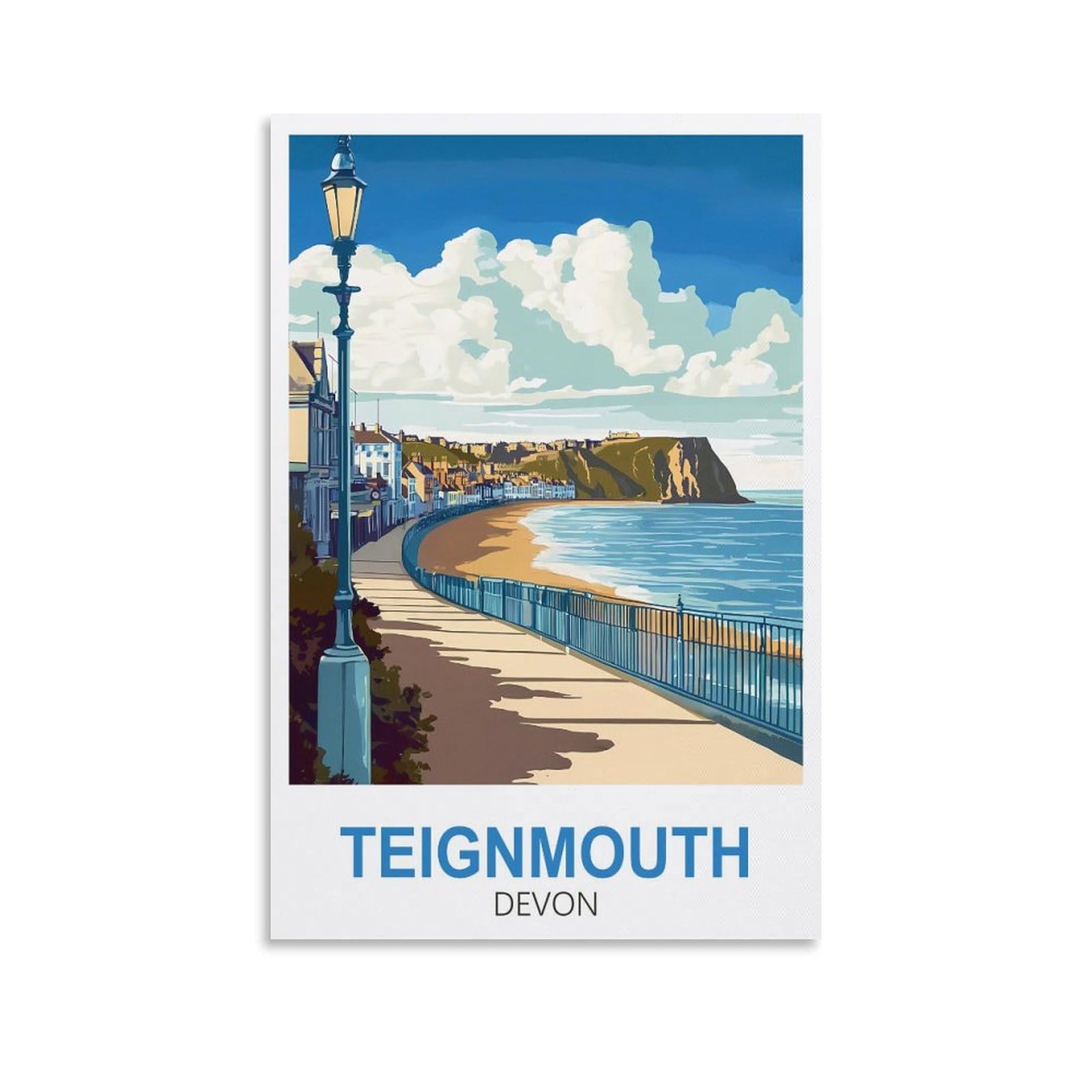 Xllyxygjq Unframe-Style Teignmouth Devon Vintage Travel Poster 12X18inch(30X45cm) Canvas Wall Art Poster Print Artwork Painting Picture For Home Decoration Living Room Office Bedroom