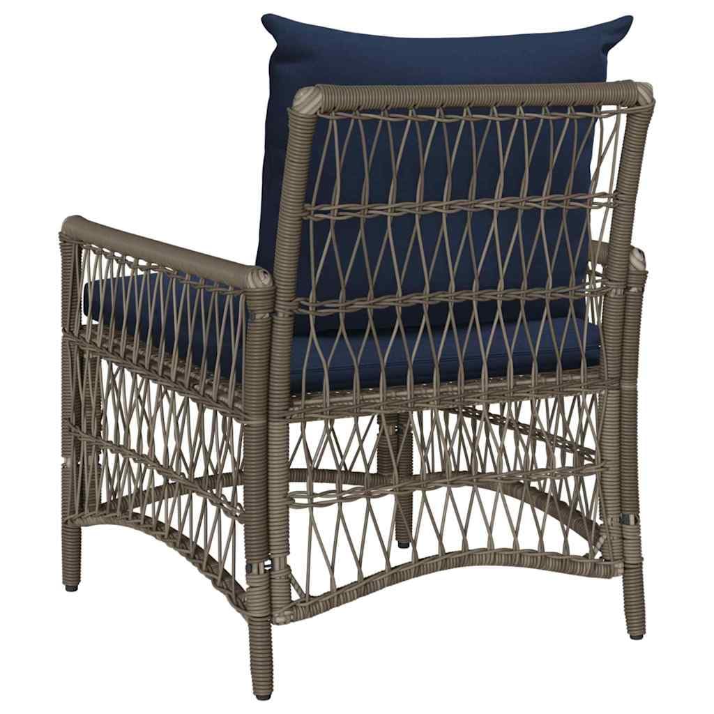 Générique Krzesło ogrodowe Polyrattan Szary 73 x 61 x 77 cm | Z poduszką zewnętrzną, stalowa rama malowana proszkowo, wygodne siedzisko, ergonomiczna konstrukcja