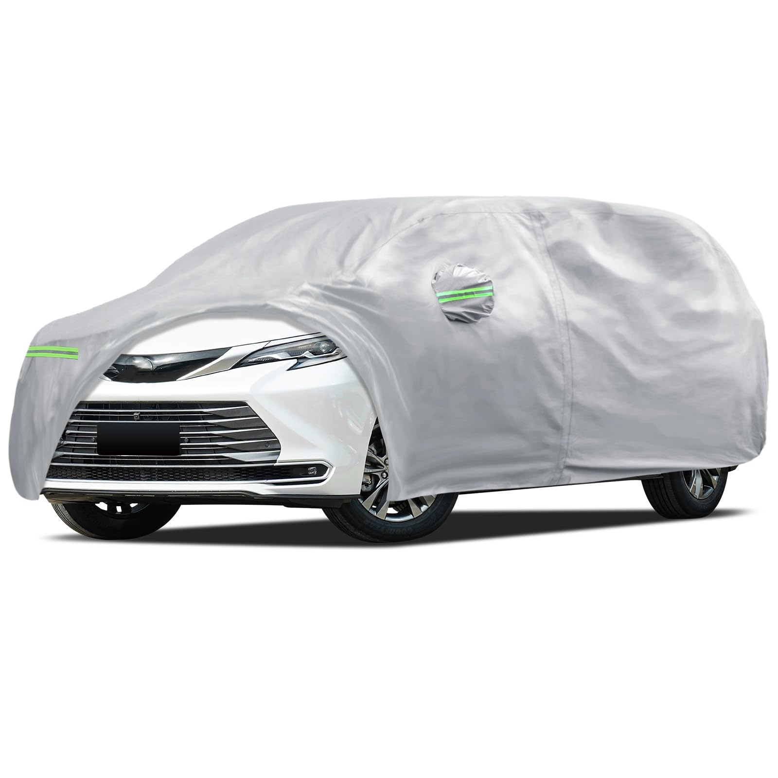 Car Cover Custom Fit for Toyota Sienna 1997-2026, Migaven Waterproof Full Exterior Cover Sun Rain Protection with Door Zipper and Cotton Lining, Silver
