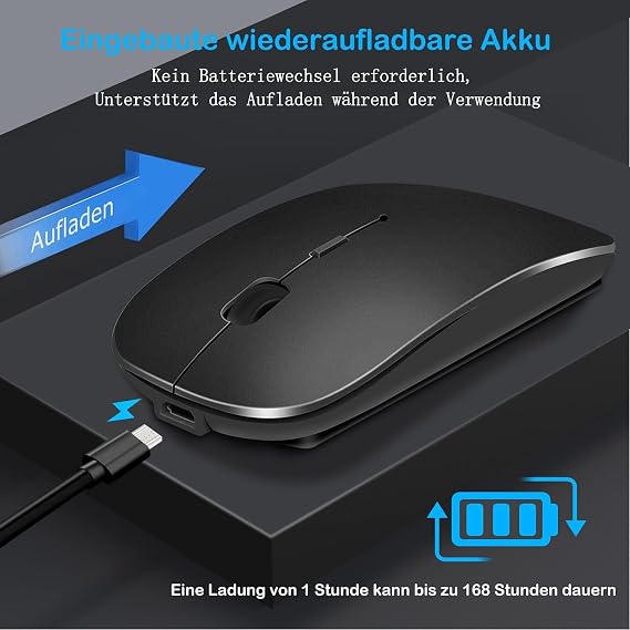 Bluetooth fare, şarj edilebilir hafif kablosuz fare, MacBook Pro/Air/Android/iOS tablet/dizüstü bilgisayar/PC/Mac/bilgisayar (Lila)