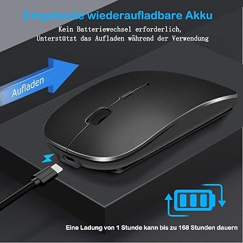 Bluetooth fare, şarj edilebilir hafif kablosuz fare, MacBook Pro/Air/Android/iOS tablet/dizüstü bilgisayar/PC/Mac/bilgisayar (Lila)