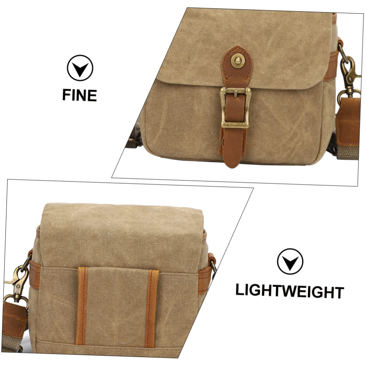 Veemoon Bolsa de Lona para Cámara Portátil Cámara Mirrorless Anticaídas para Fotógrafos al Aire Libre Resistente Color Caqui Compartimento para Accesorios