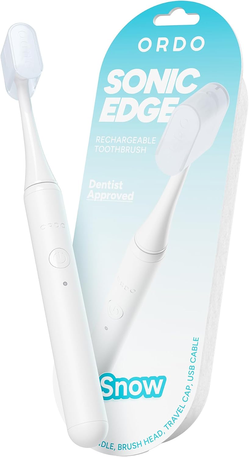 ORDO Sonic Edge Rechargeable Electric Toothbrush for Adults, Compact Sonic Toothbrush with USB-C, 6+ Weeks Battery, Travel Cap, 1 Brush Head & Cable (Paradise Pink)