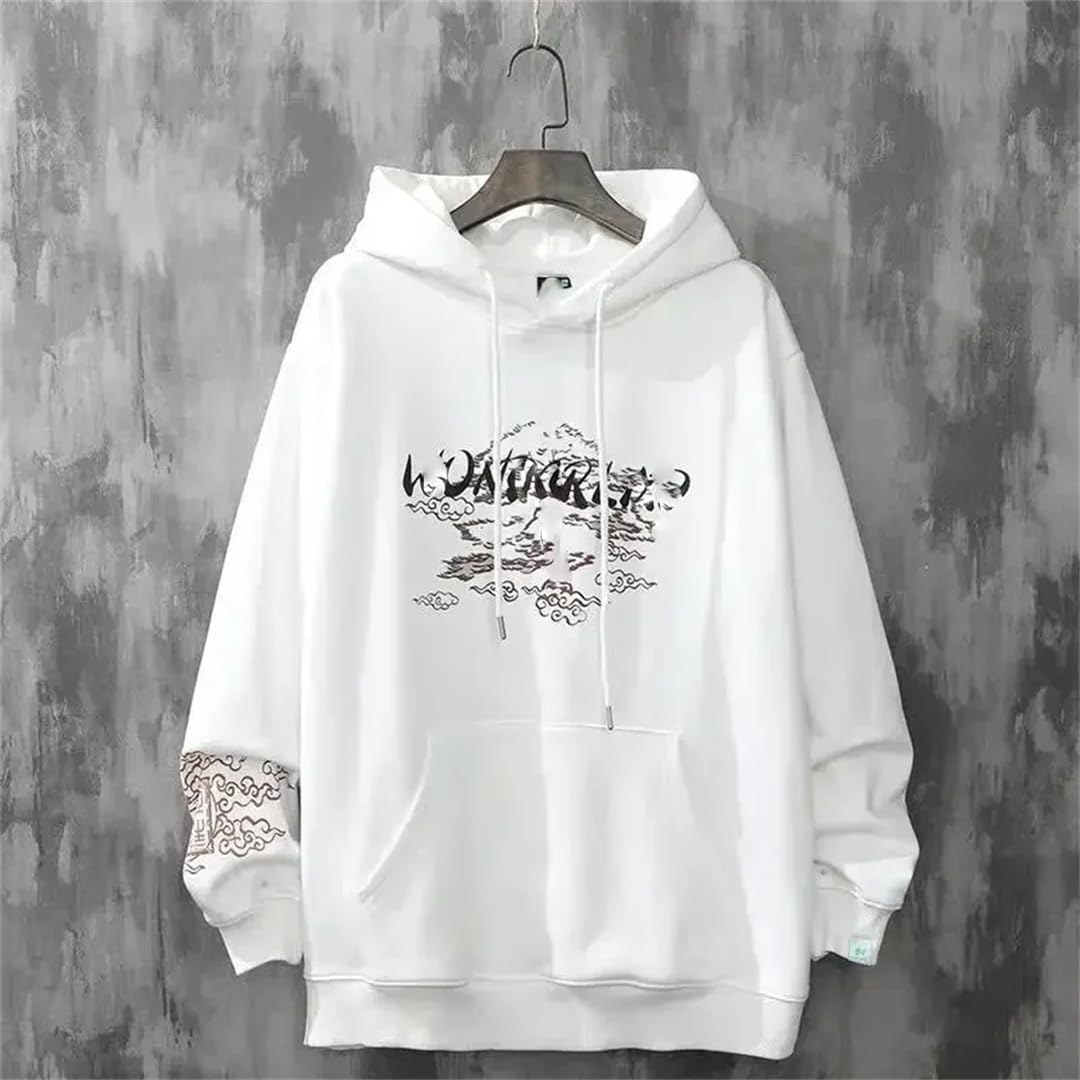 Felpe con cappuccio per uomo abbigliamento da uomo punk nero ricamato Harajuku felpe con cappuccio larghe F-Black XXL, Felpe F-Black, XXL