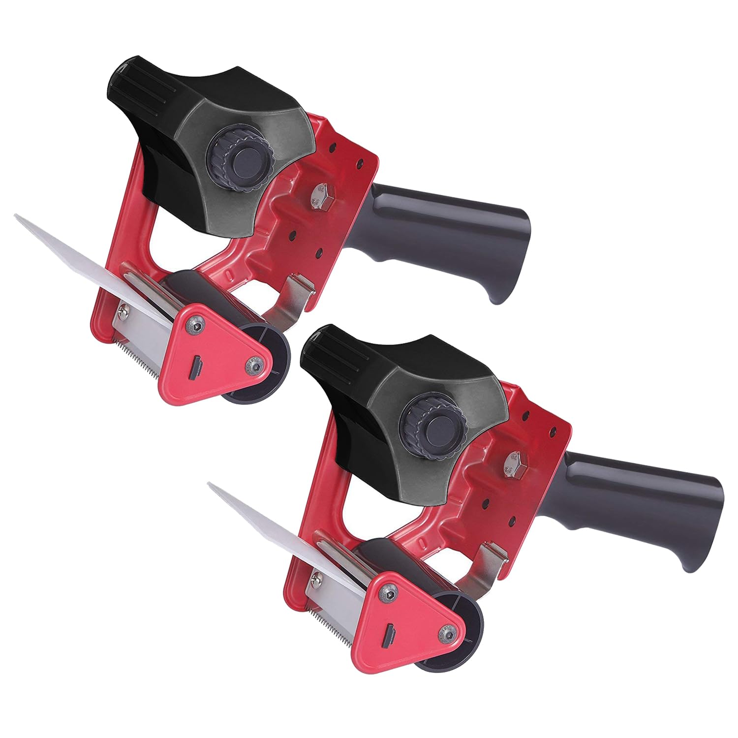 2 X Heavy Duty Packaging Tape Dispenser for Brown, Fragile & Clear Tape Germ-Savvy Antibacterial, use with 75mm/3” inch Tape Desktop sellotape, Best for Packing Boxes House, Commercial use (Red)