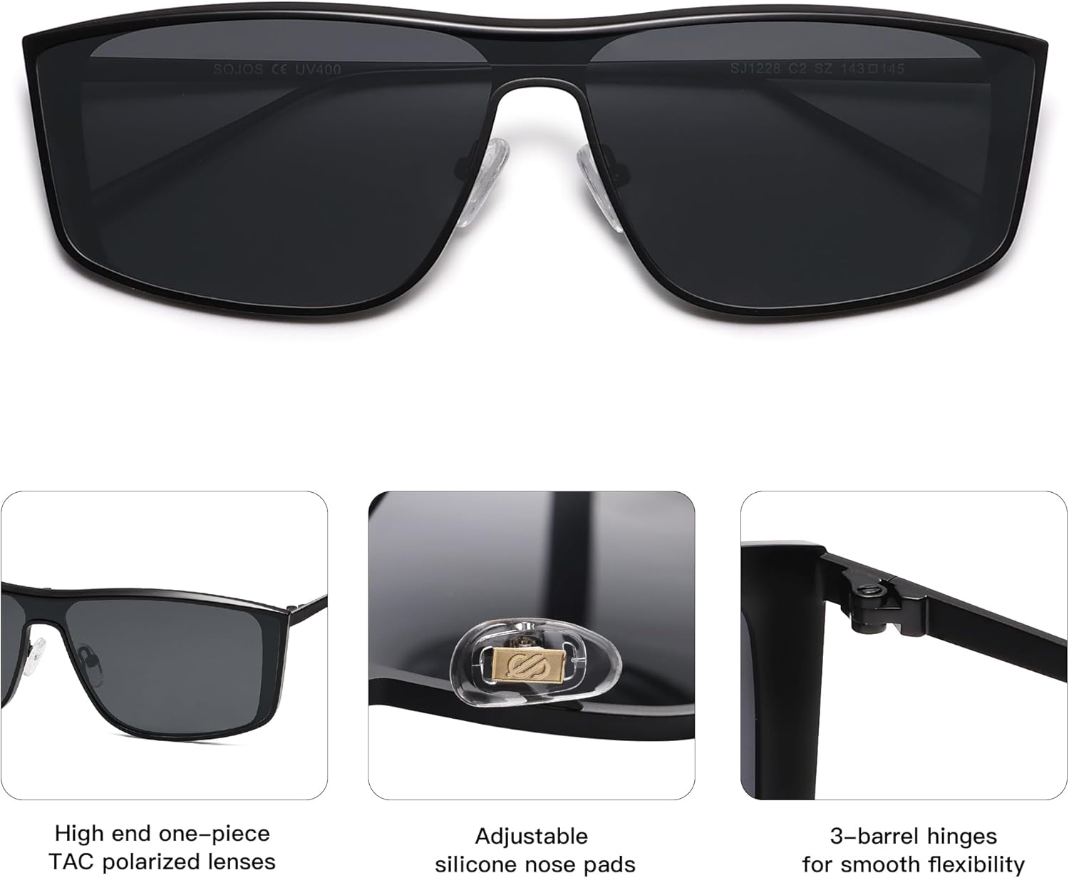 SOJOS Trendy Y2k Polarized Sunglasses for Women Men Metal Frame UV400 Designer Shades SJ1228 - Image 3