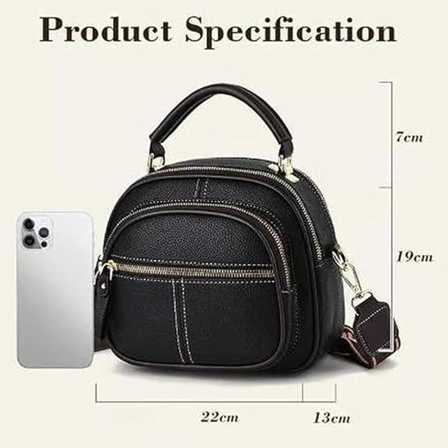 2025 New Crossbody Bag, Classic Multifunctional Compartments Adjustable Wide Shoulder Strap Leather Crossbody Bag