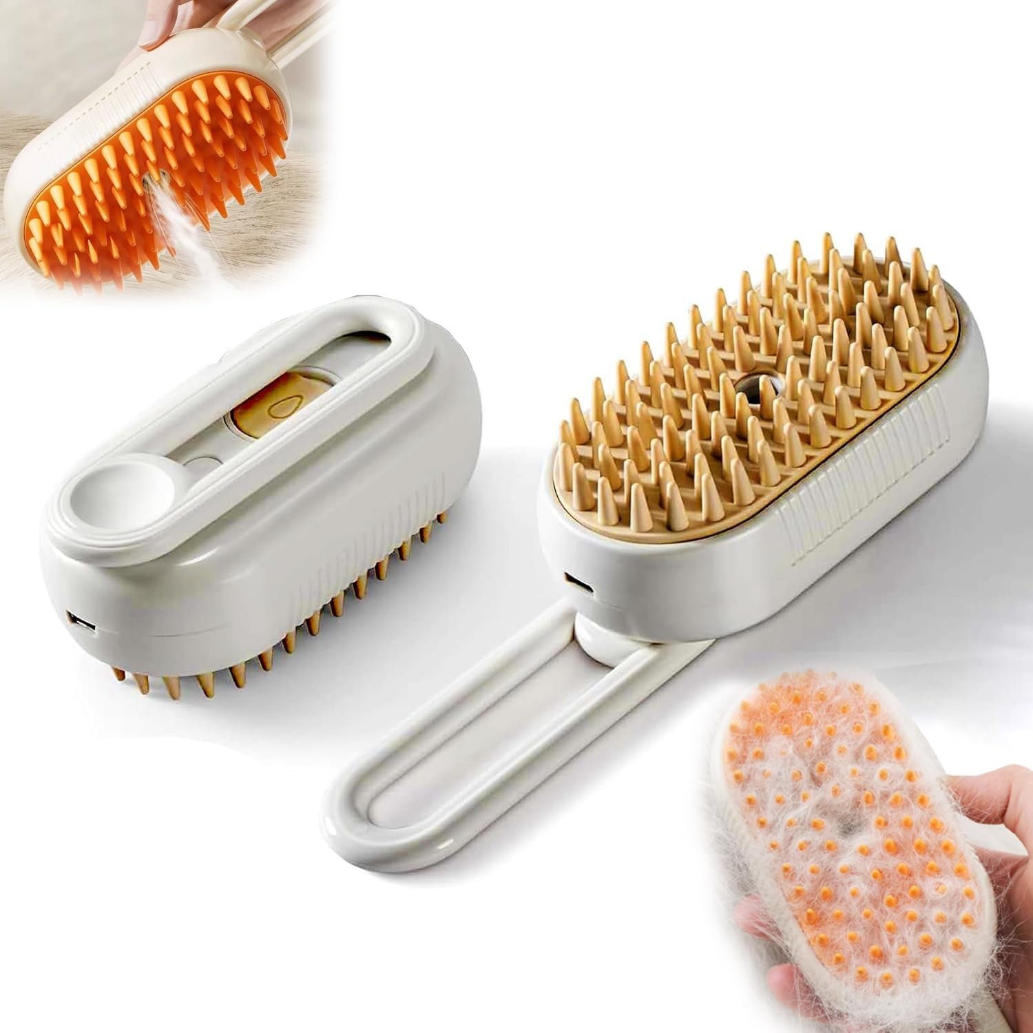 4 in 1 Cat Steam Brush for Shedding, Rechargeable Steam Cat Brush With Rotating Handle, for Massaging and Cleaning Shedding Pet Hair, for Cats Dogs (