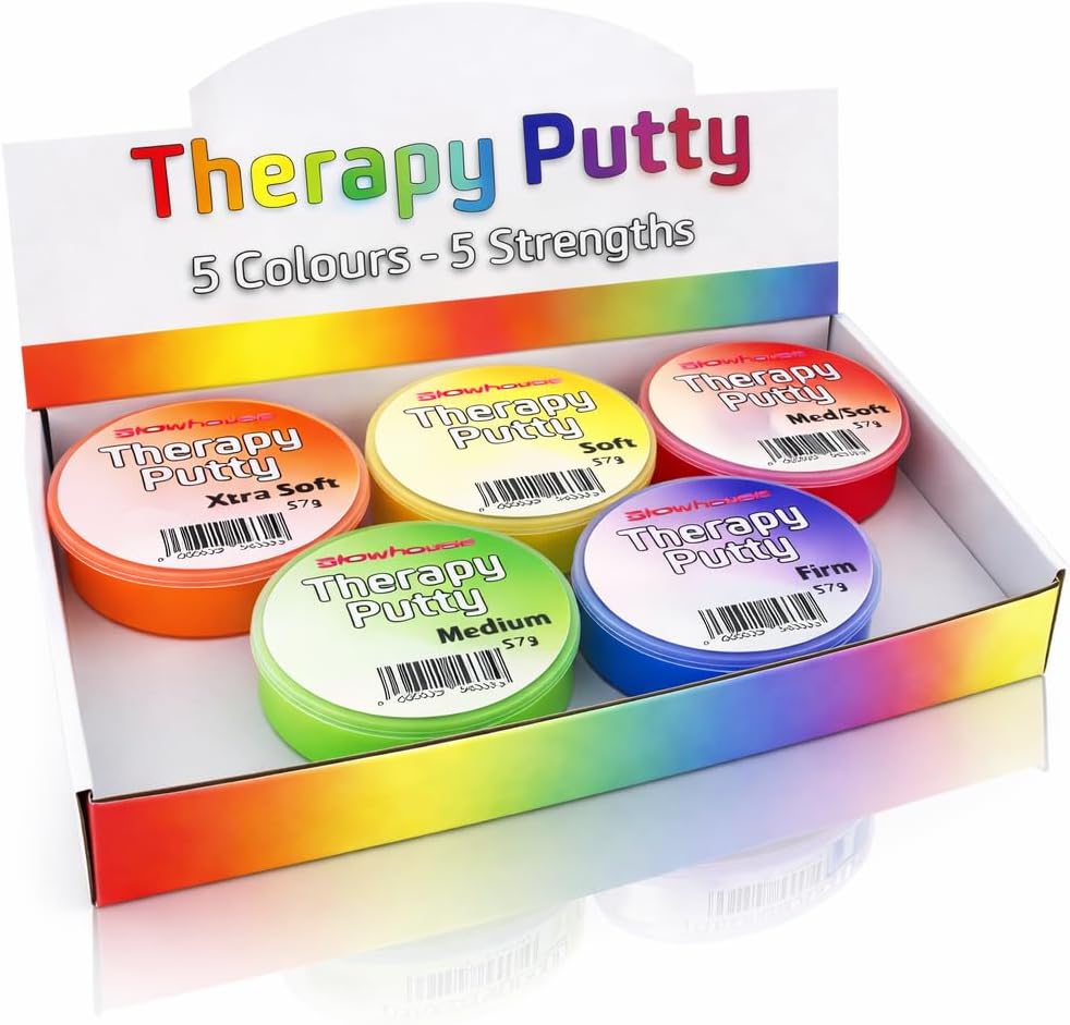Therapy Putty Set for Hand Exercise & Physio Rehab – 5 Levels (Extra Soft to Firm) – Grip Strength Trainer for Arthritis, Carpal Tunnel, Stroke Recovery & Stress Relief (5 x 57g)